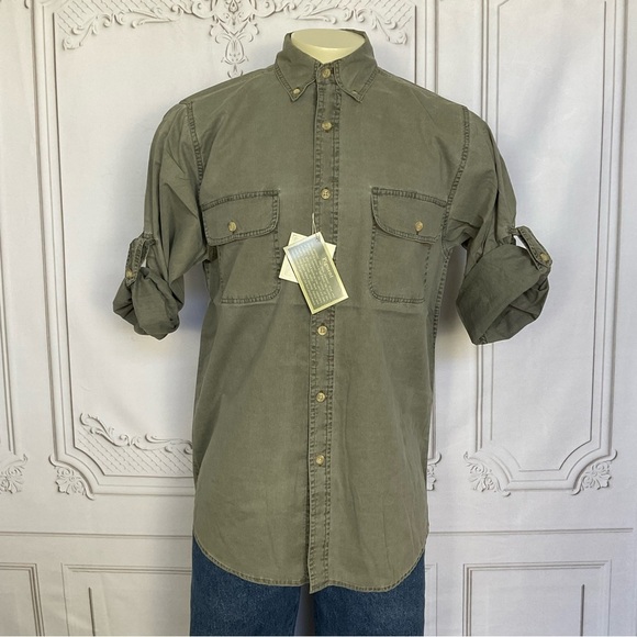 Clearwater Outfitters Mens Olive Khaki Green Long Sleeve Outdoorsman Top Medium - Picture 2 of 9